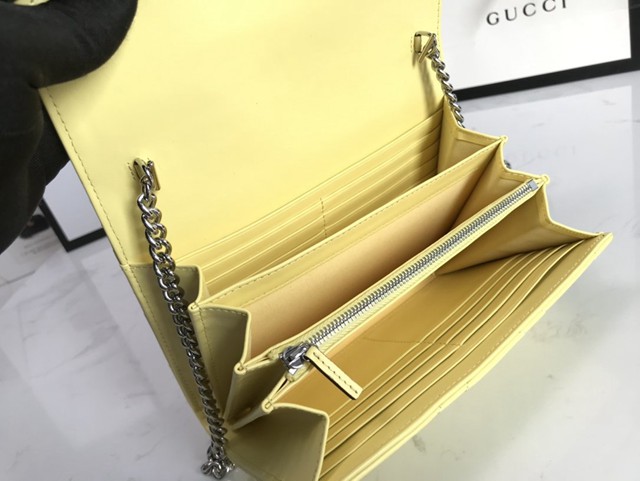 Gucci經典款女包 474575 古馳Marmont系列單肩鏈條包 Gucci全皮迷你小挎包  gqy3947